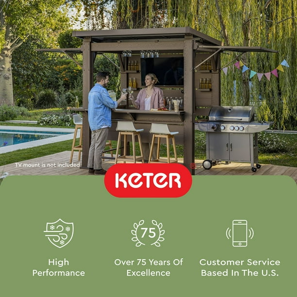 Keter 11' x 7' Signature Collection Resin Outdoor Bar Pine Gazebo