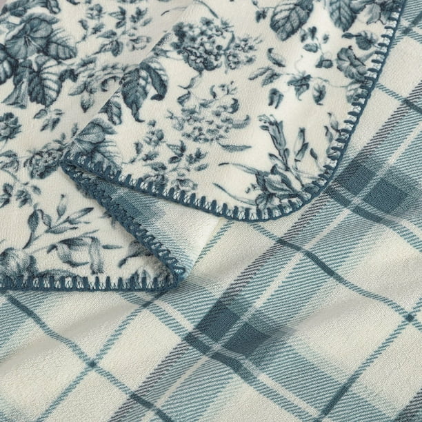 Laura Ashley Coco Plush Reversible Throw, 60