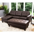 thumbnail interactive-video image 1 of Claire Leather Reversible Sectional and Ottoman, Assorted Colors, 1 of 14