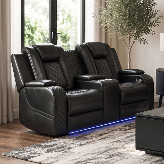 Society Den Amias Power Motion Loveseat with Power Headrest, and Console