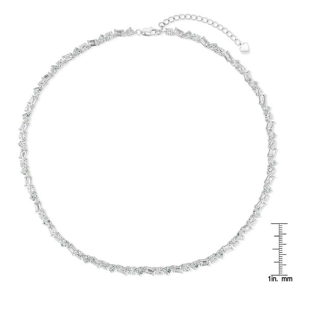 925 Sterling Silver Lab White Sapphire Tennis Necklace - Samsclub.com