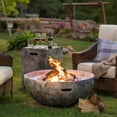 thumbnail image 1 of Stonebridge 50000 BTU Concrete Propane Gas Fire Pit with Propane Tank Storage Side Table, 1 of 2