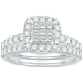 thumbnail image 1 of 1.17 CT. T.W. Princess Cut Halo Diamond Ring & Band in 14K Gold, 1 of 6