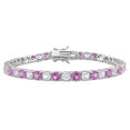 thumbnail image 1 of Round Cut Lab Created Gemstone Tennis Bracelet in Sterling Silver, 1 of 2