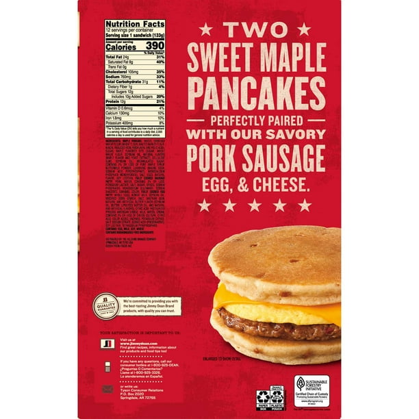 Jimmy Dean Sweet Maple Griddle Cake Breakfast Sandwich, Frozen, 12 ct
