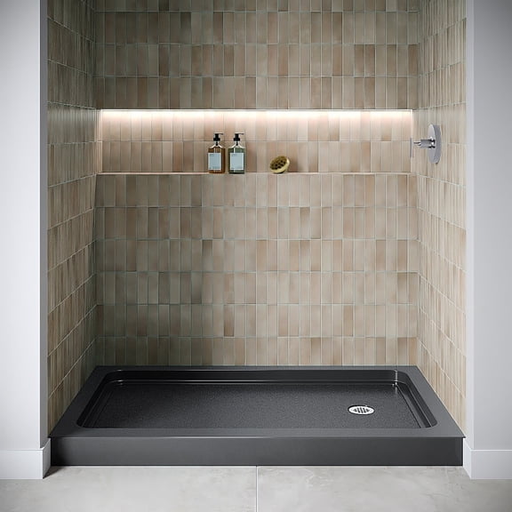 Streamline 60 in. x 36 in. Alcove Acrylic Shower Base With Left, Center or Right Drain / Glossy Black or White