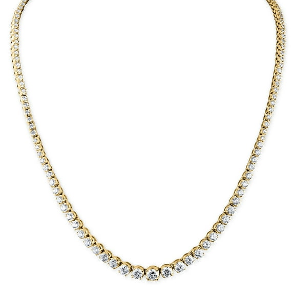 Round Cut Diamond Riviera Tennis Necklace in 14K Gold