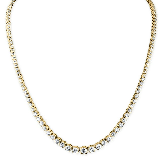 Round Cut Diamond Riviera Tennis Necklace in 14K Gold