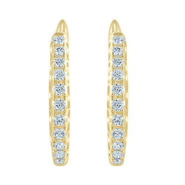 0.46 CT. T.W. Round Cut Diamond Hoop Earrings in 14K Gold