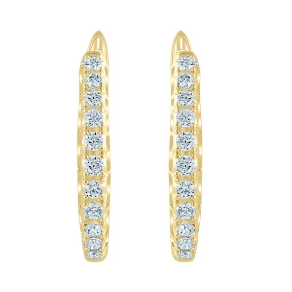 0.46 CT. T.W. Round Cut Diamond Hoop Earrings in 14K Gold