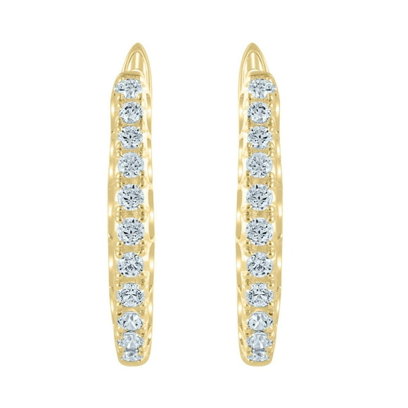 0.46 CT. T.W. Round Cut Diamond Hoop Earrings in 14K Gold