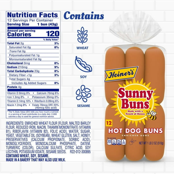 Heiner's Sunny Buns Hot Dog Buns 12 ct. - Samsclub.com