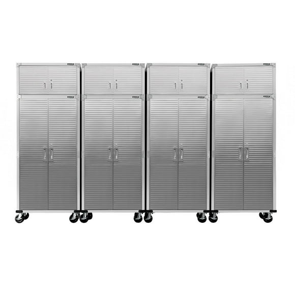 Seville Classics UltraHD 8-Piece Rolling Steel Garage Storage Cabinet With Stacker Set, 12 Feet Wide