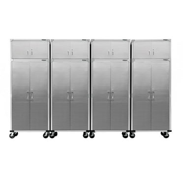Seville Classics UltraHD 8-Piece Rolling Steel Garage Storage Cabinet With Stacker Set, 12 Feet Wide