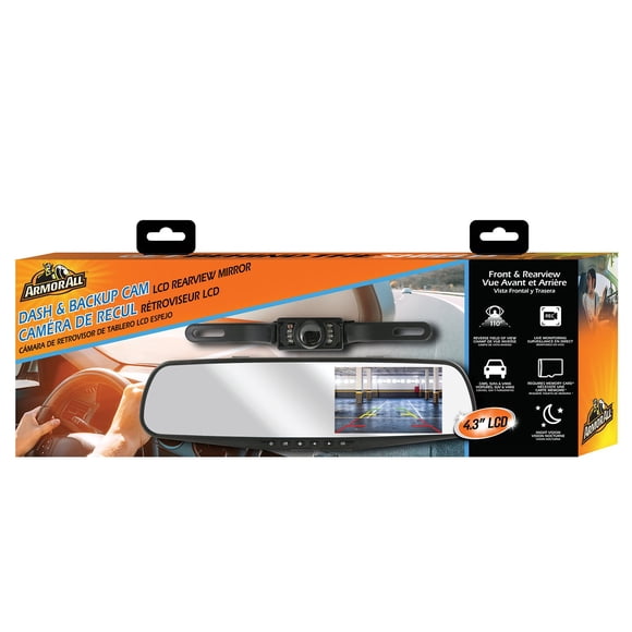 Armor All 720P HD Rearview Mirror Dash and Backup Camera, 4.3 Inch LCD Screen, New Universal design