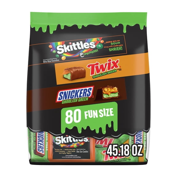 Mars Ghoulish Green, Halloween Variety Pack Candy, Fun Size, 80 pcs.
