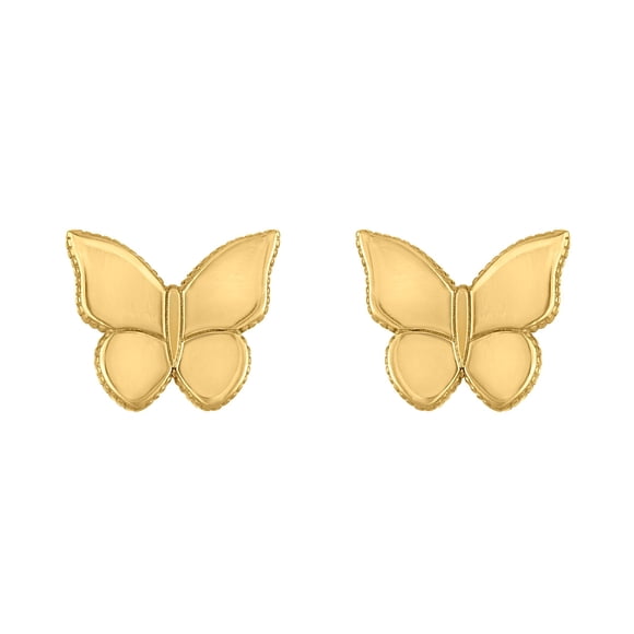 High Polish Butterfly Stud Earrings in 14K Yellow Gold