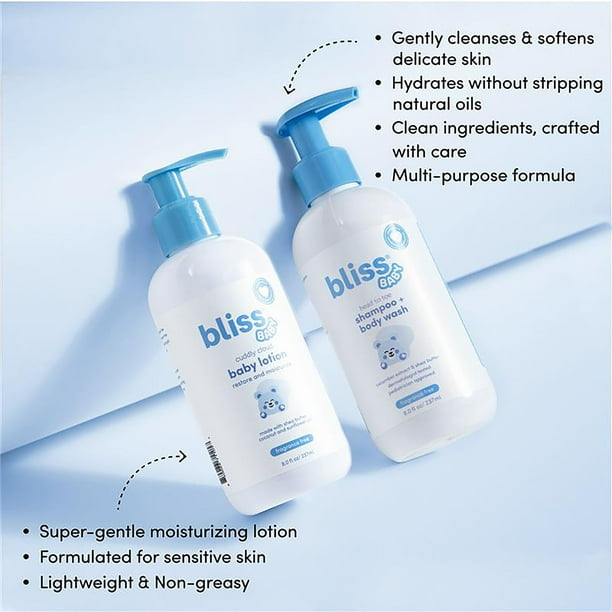 Bliss Baby Bath Bundle, 2-in-1 Shampoo + Body Wash & Lotion, 8 fl