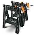 thumbnail image 1 of Worx Clamping Sawhorse Pair with Bar Clamps, Built-in Shelf, Cord Hooks, 1 of 10