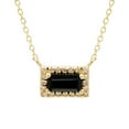 thumbnail image 1 of Baguette Cut Gemstone and 0.06 CT. T.W. Diamond Halo Pendant Necklace in 14K Gold, 1 of 5
