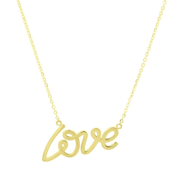 Script Love Pendant Necklace in 14K Gold