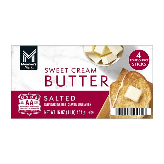 Member's Mark Salted Sweet Cream Butter Block, 1 lb., 4 lbs.