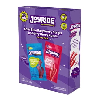 JOYRIDE Assorted Candy Box, Sour Blue Raspberry Strips & Cherry Berry Ropes, 10ct., 1.7 oz.