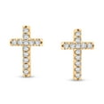 thumbnail image 3 of 0.12 CT. T.W. Round Cut Cross Diamond Stud Earrings in 14K Gold, 3 of 6