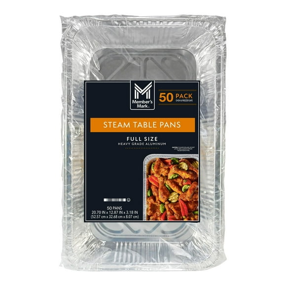 Member's Mark Aluminum Steam Table Pans, Full Size 50 ct.