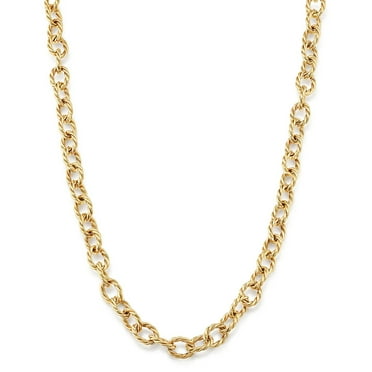 Ribbed Rolo Link Necklace in 14K Yellow Gold
