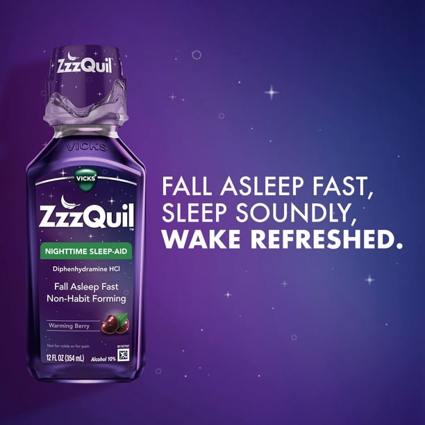 ZzzQuil Nighttime Sleep-Aid Liquid, Berry, 12 fl. oz., 3 pk