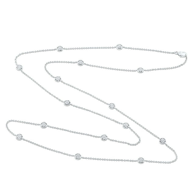 1.96 CT. T.W. Diamond Station Necklace in 14K White Gold