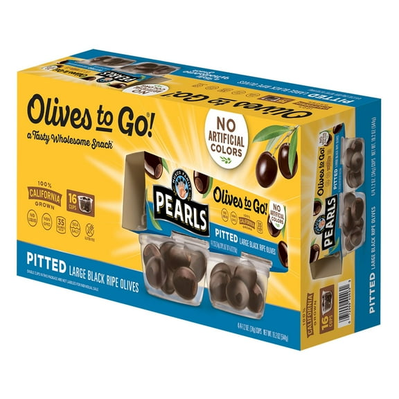 Pearl's Pitted Black Olives To Go Cups, 1.2 oz., 16 pk.