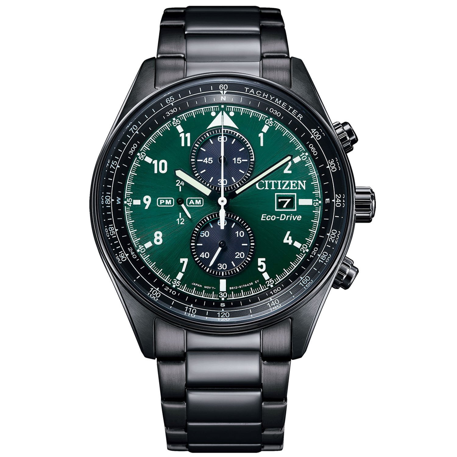 みちこ Citizen Men's Eco-Drive Black IP Stainless Steel Chronograph Watch