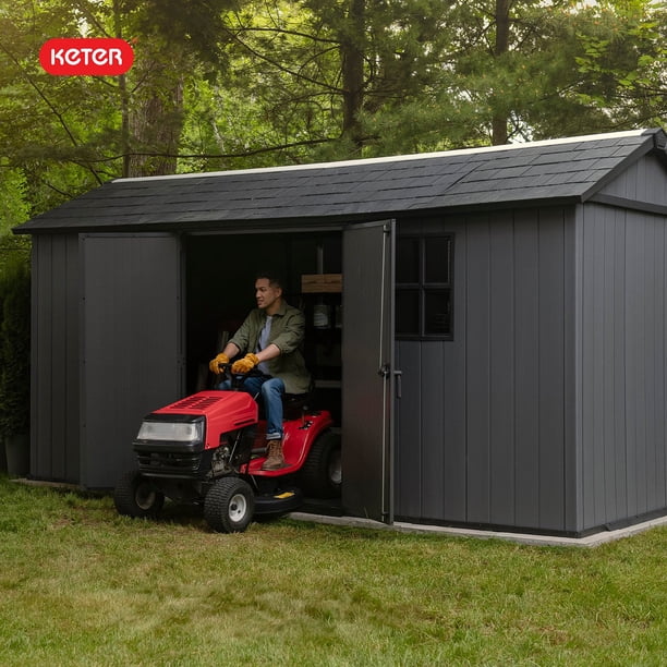 Keter 7.5' x 15' Newton Plus Resin Outdoor Shed, Graphite