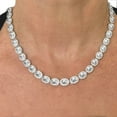 thumbnail image 4 of Oval Cut Lab Created Gemstone Halo Tennis Necklace in Sterling Silver, 4 of 4