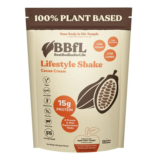 BBfL Plant Based Lifestyle Protein Shake, Cocoa Cream (Choose Size)