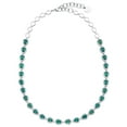thumbnail image 1 of Pear Cut Lab Created Gemstone Halo Tennis Necklace in Sterling Silver, 1 of 3