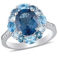 thumbnail image 1 of Blue and White Topaz Cocktail Ring in Sterling Silver, 1 of 6