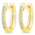 thumbnail image 2 of 0.10 CT. T.W. Diamond Petite Hoop Earrings in 14K Gold, 2 of 5