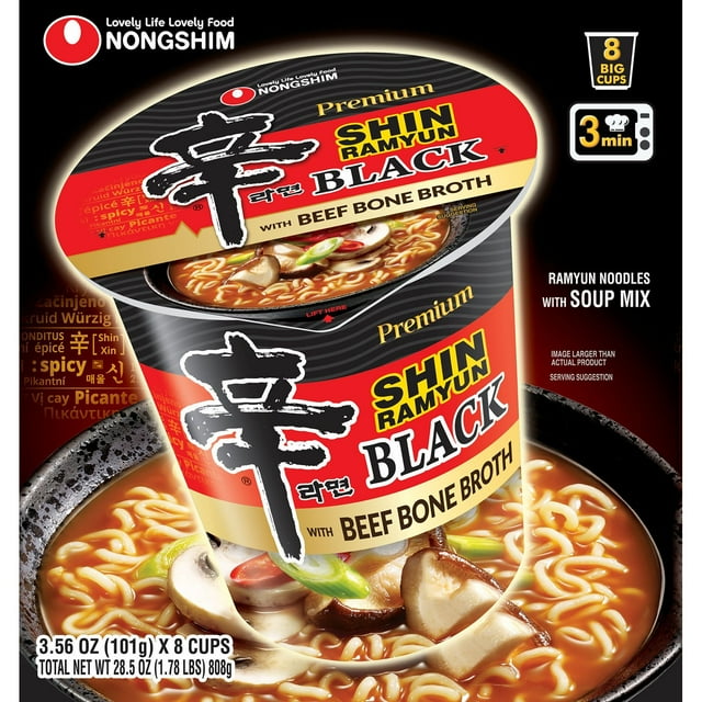 Nongshim Shin Black Spicy Beef & Bone Broth Premium Ramen, 3.5 oz., 8 pk.