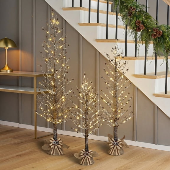 Member's Mark Pre-Lit Winter Trees, Set of 3