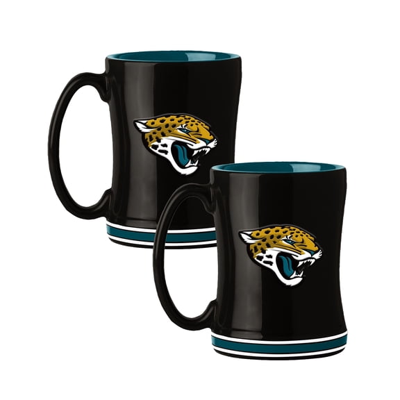 Logo Brands Jacksonville Jaguars 14oz Relief Mug Set