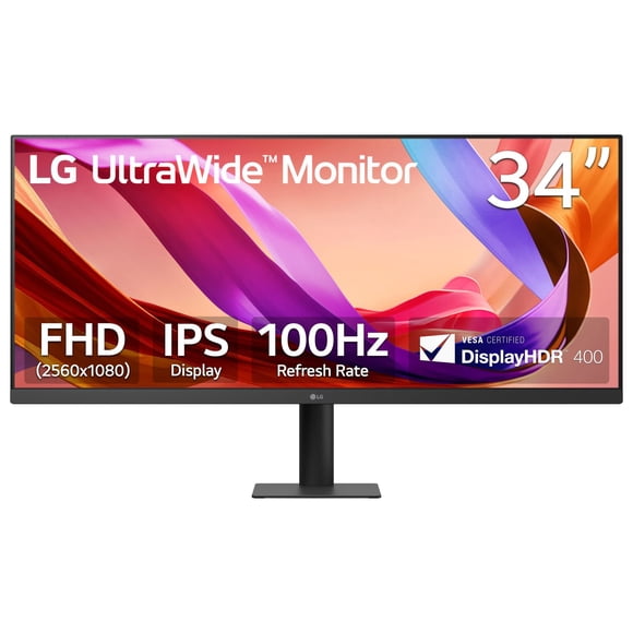 LG 34" UltraWide IPS FHD, 2560x1080, 100Hz, DisplayHDR 400, sRGB 99%, Computer Monitor