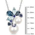 thumbnail image 3 of 7-9mm Round Freshwater Cultured Pearl & Gemstone Pendant Necklace in Sterling Silver, 3 of 6