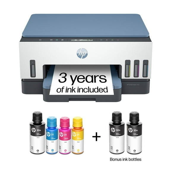 HP Smart Tank 7002 All-in-One Inkjet Printer, 2 Bonus Black Ink Bottles