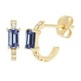 thumbnail image 1 of Emerald Cut Gemstone & 0.12 CT. TW Diamond Stud Earrings in 14K Gold, 1 of 4