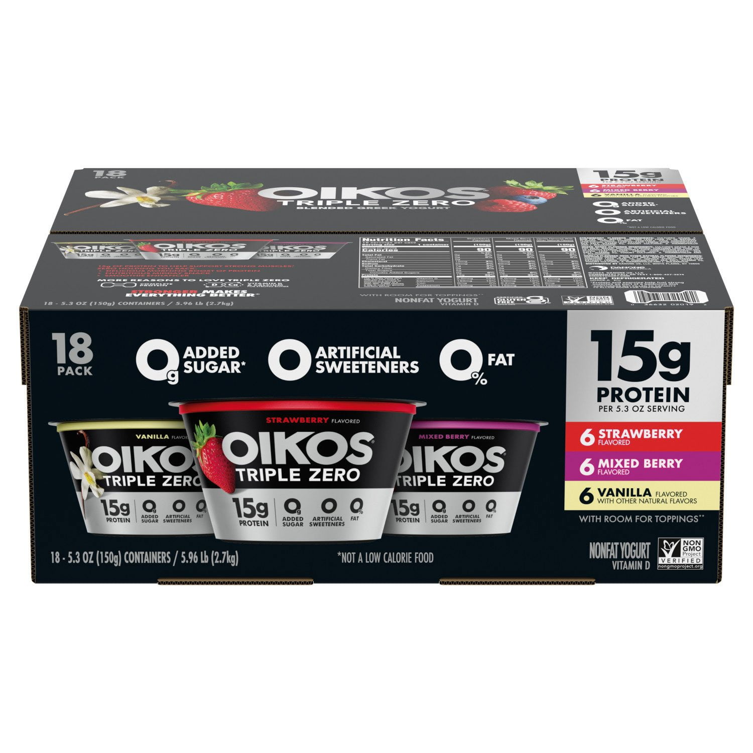 Oikos Triple Zero Nonfat Blended Greek Yogurt Variety Pack, 5.3 oz