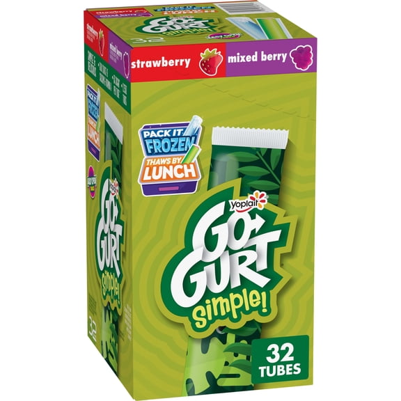 Yoplait Go-Gurt Simple Kids Low-fat Yogurt, Variety Pack, 2.25 oz., 32ct.