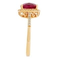 thumbnail image 3 of Cushion Cut Created Ruby Ring with Diamonds in 14K Gold, 3 of 4